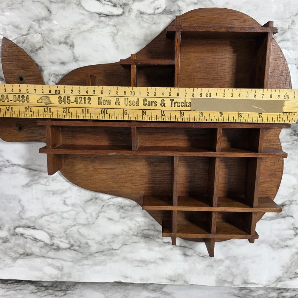 Vtg Pear Shaped Wood Wall Hanging Curio Trinket Shadow Box Cottage Core Read Des